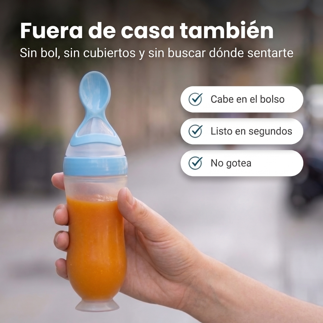 Biberón cuchara para papillas sin manchas